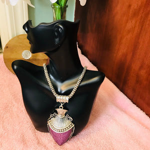 Genie-bottle inspired lavender and silver necklace